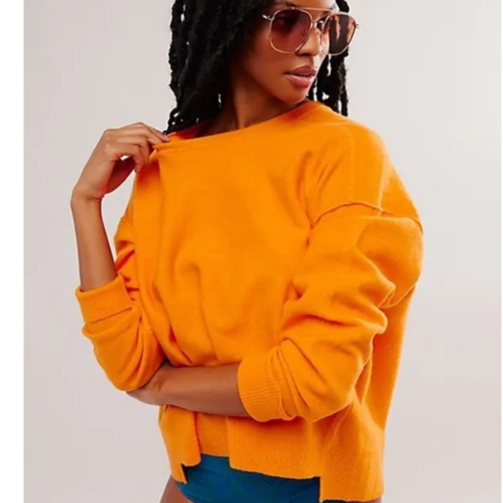 Luna Pullover Sz S Bright Marigold Free People NWOT SOLDOUT Oversized